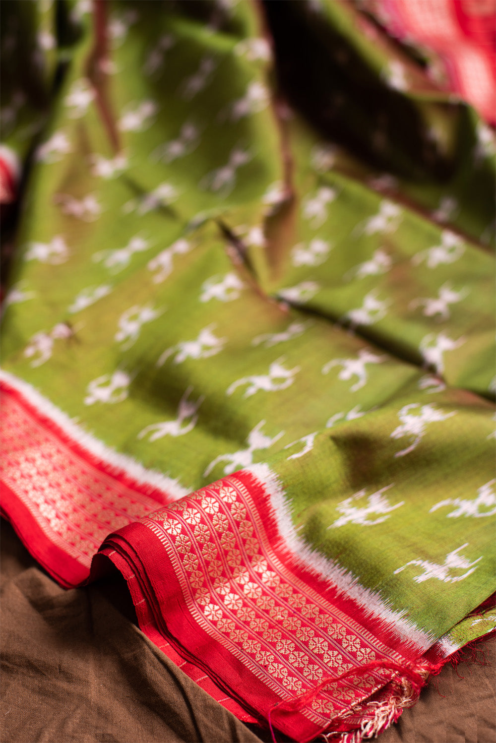 Green & Red Odisha Silk