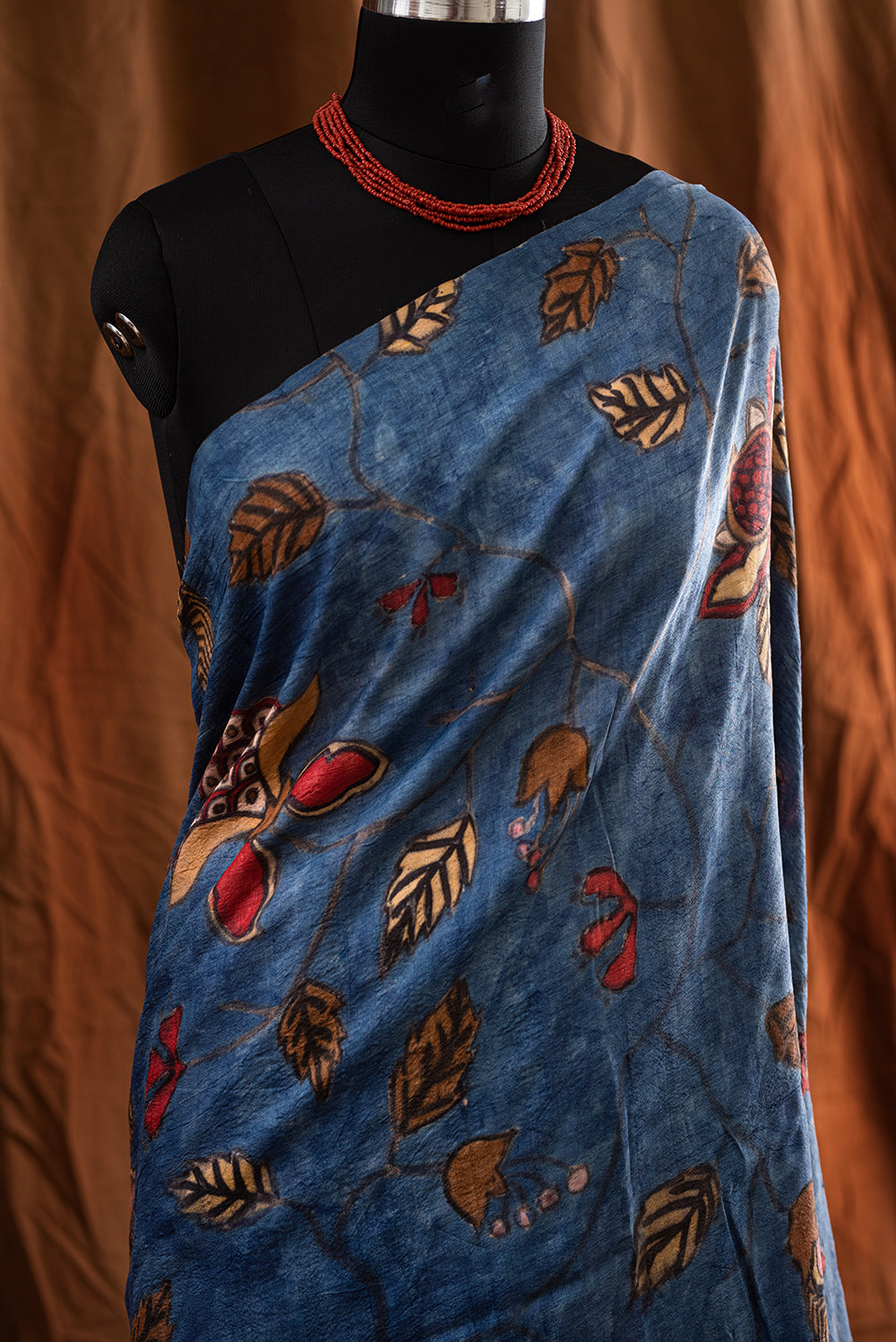 Blue Tussar Silk Hand Paint & Kantha