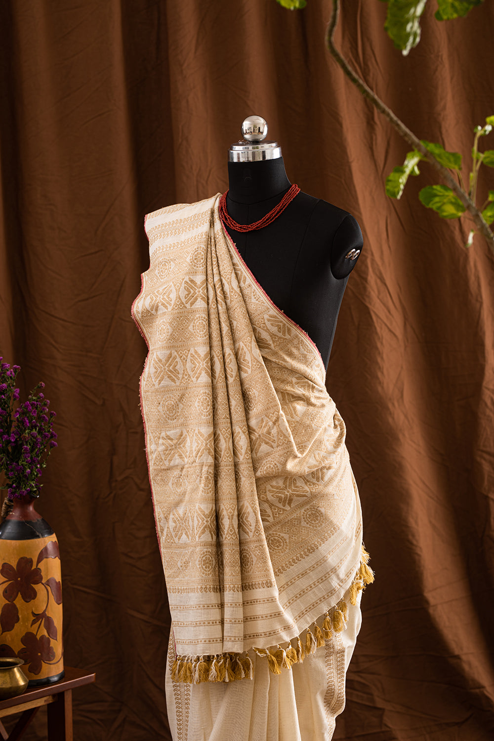 Cream White Assam Eri Silk