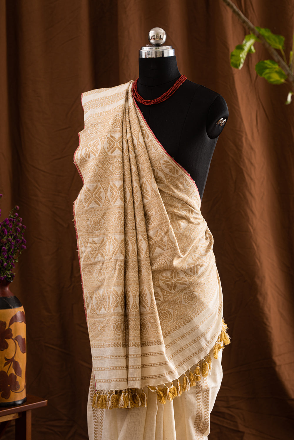Cream White Assam Eri Silk