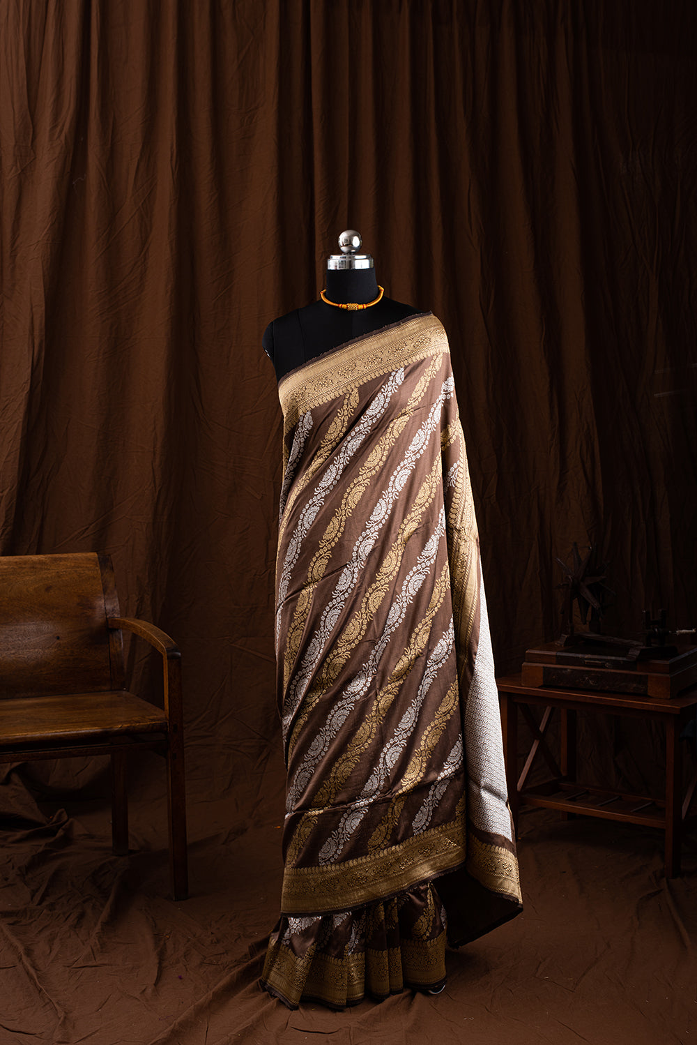 Brown Katan Silk Benarasi