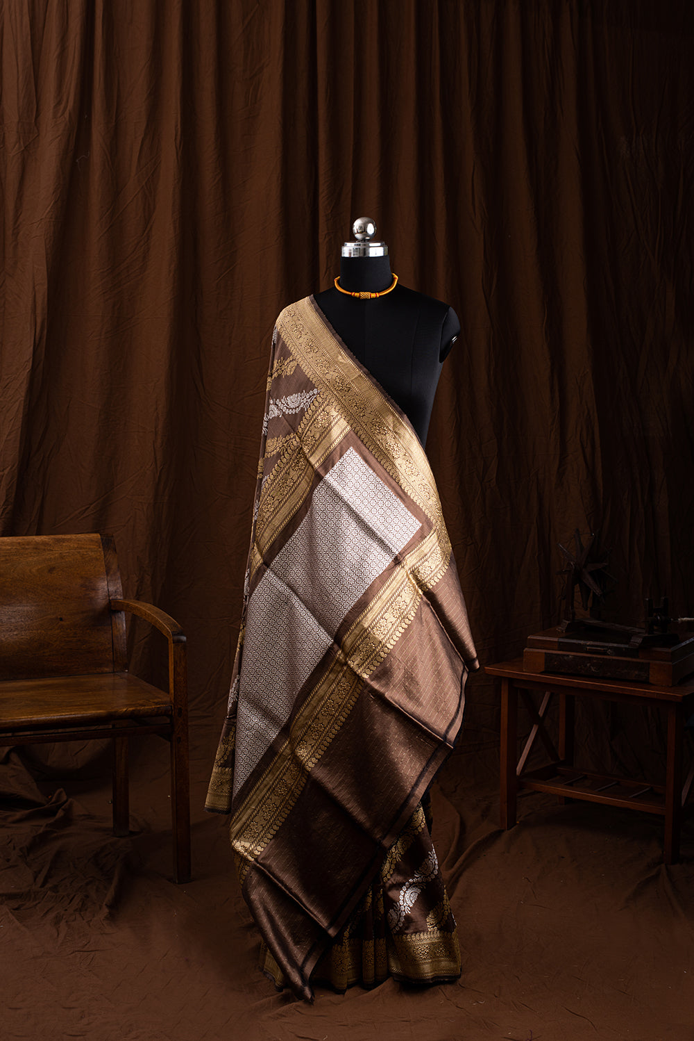 Brown Katan Silk Benarasi
