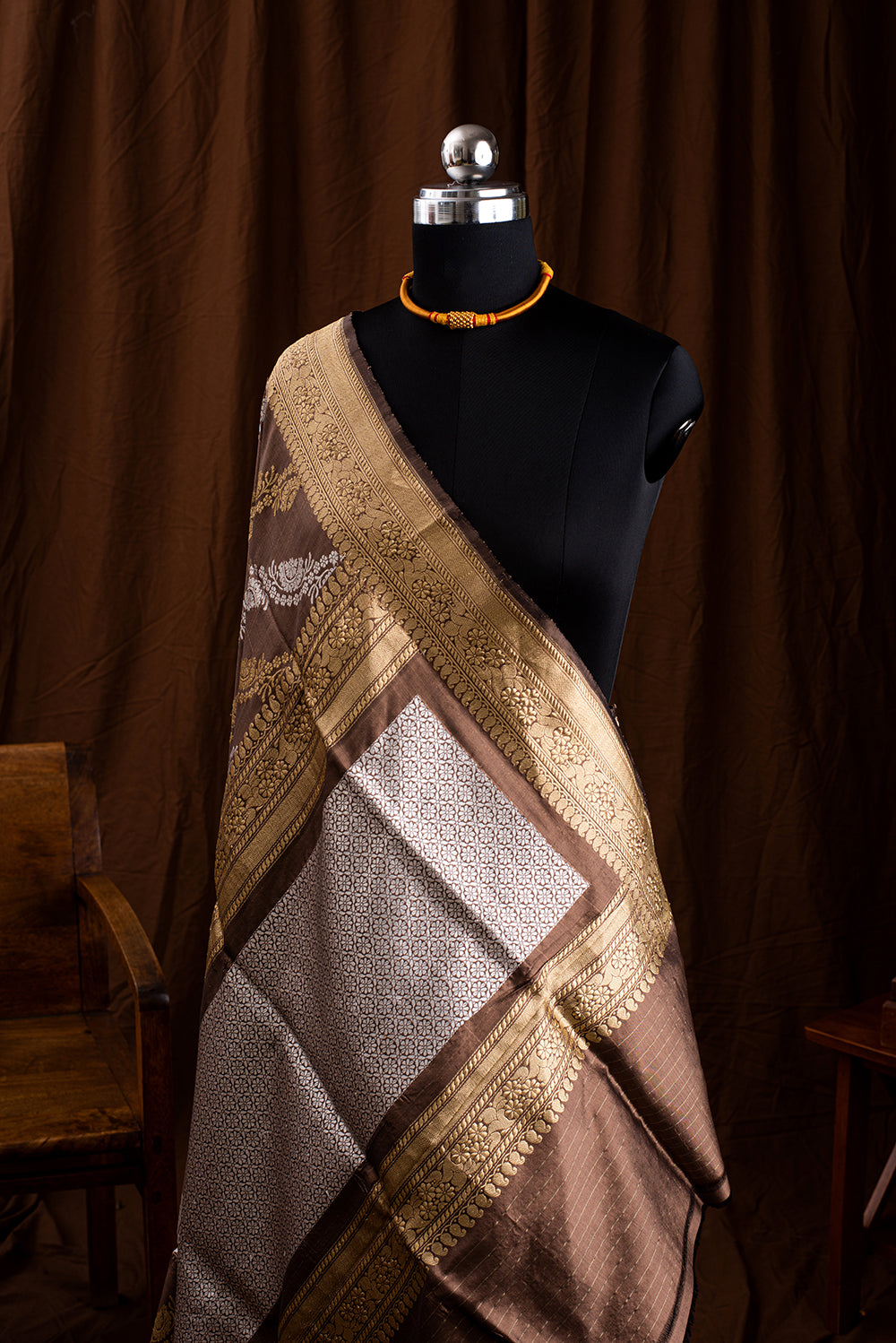 Brown Katan Silk Benarasi