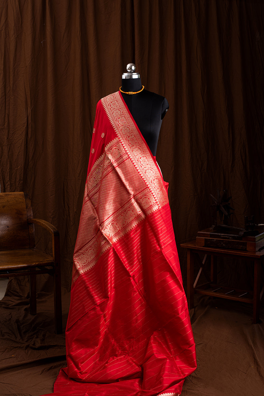 Red Katan Silk Benarasi