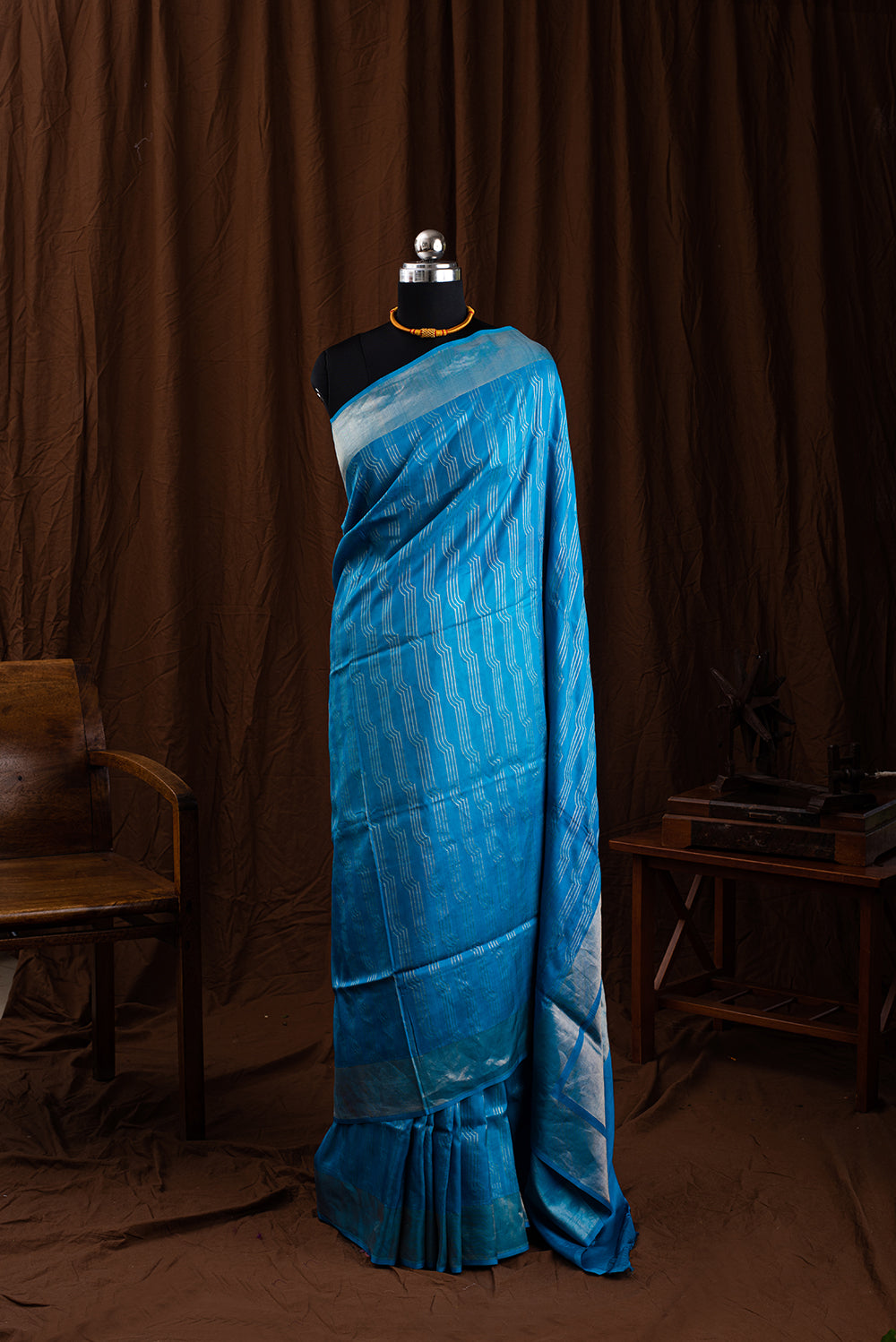 Turquoise Blue Katan Silk Benarasi