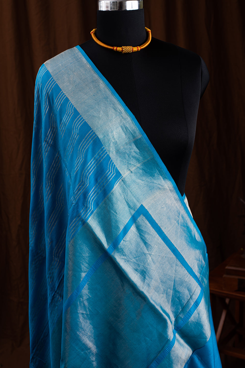Turquoise Blue Katan Silk Benarasi