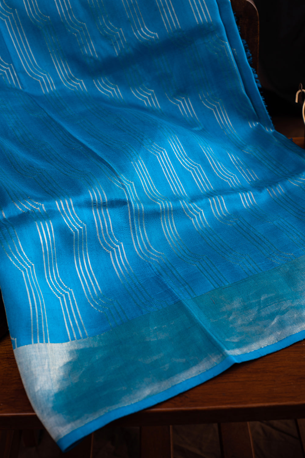 Turquoise Blue Katan Silk Benarasi