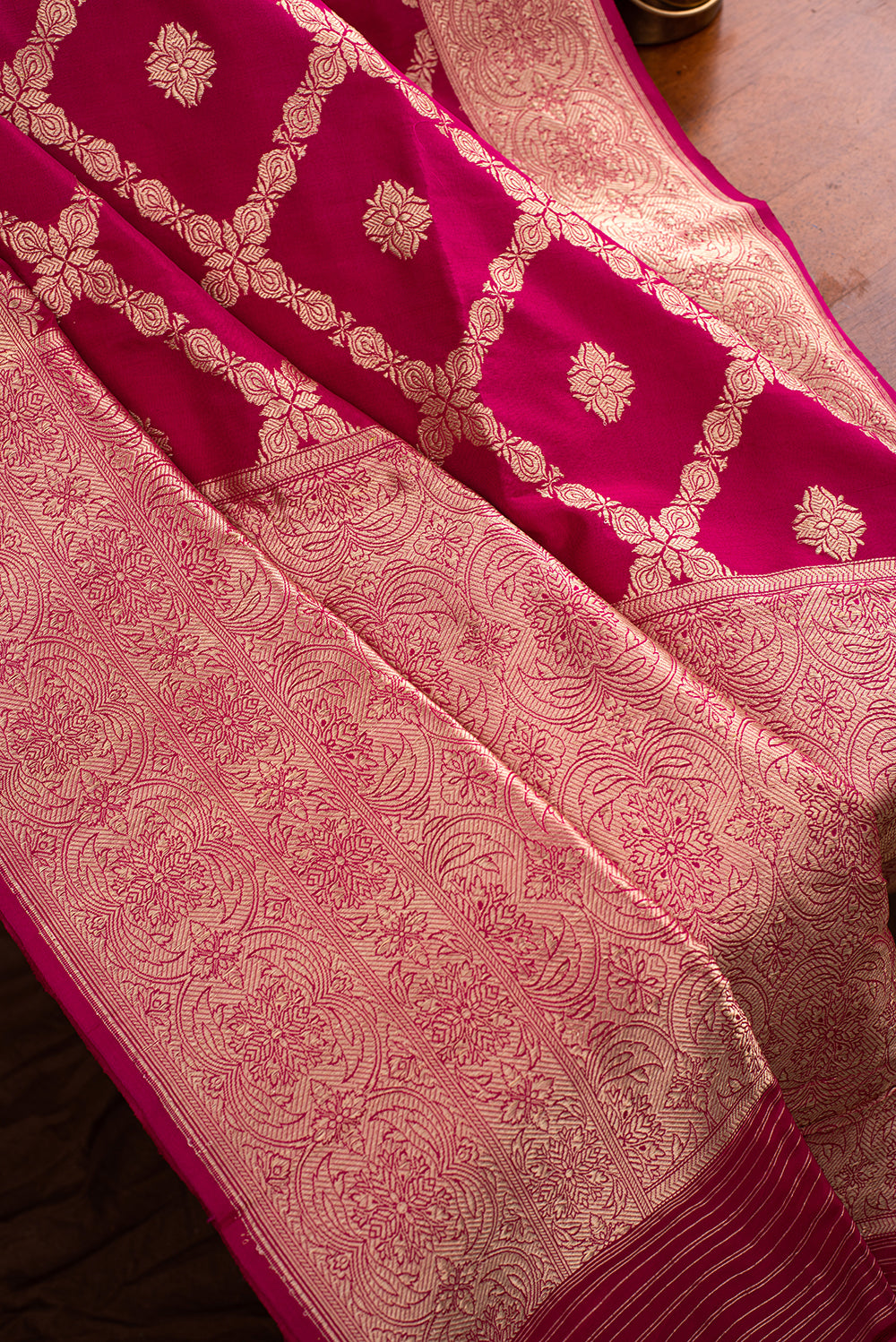 Bright Pink Katan Silk Benarasi