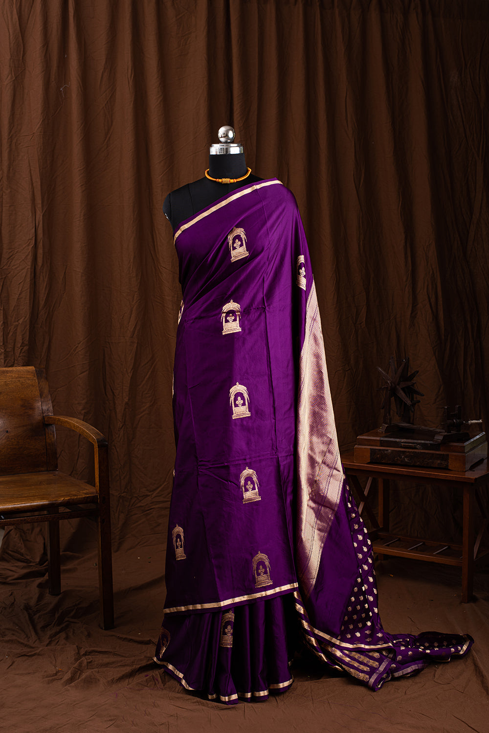 Royal Purple Mashru Silk Benarasi