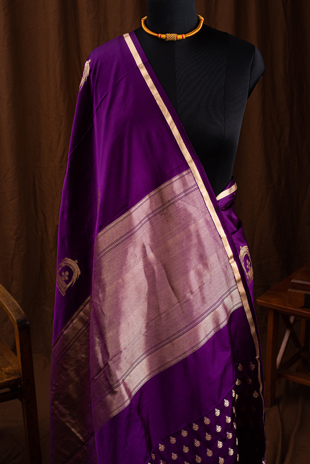 Royal Purple Mashru Silk Benarasi