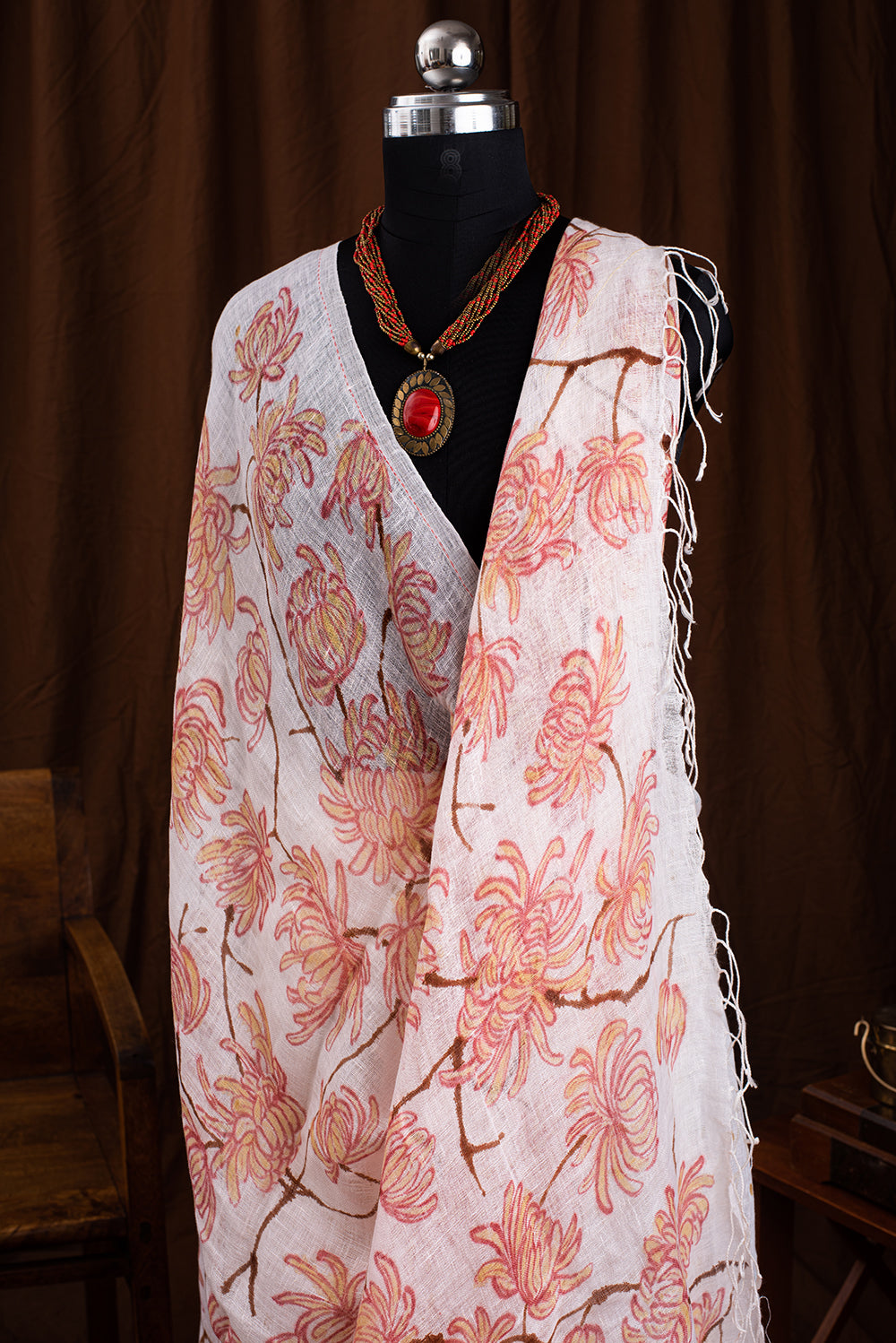 White Bengal Linen Eco Print