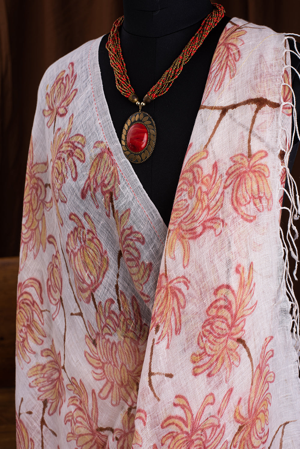 White Bengal Linen Eco Print