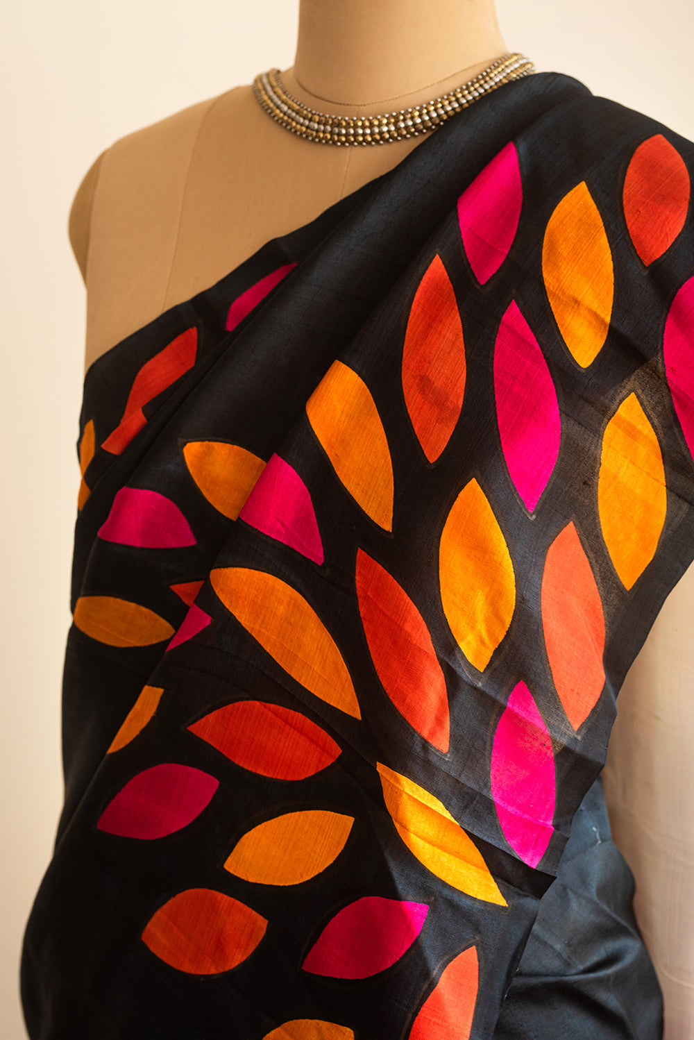 Black Murshidabad Silk Hand Painted