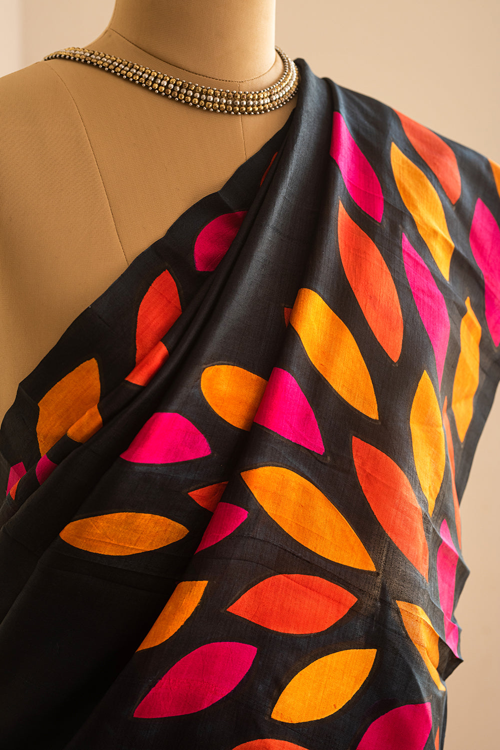 Black Murshidabad Silk Hand Painted