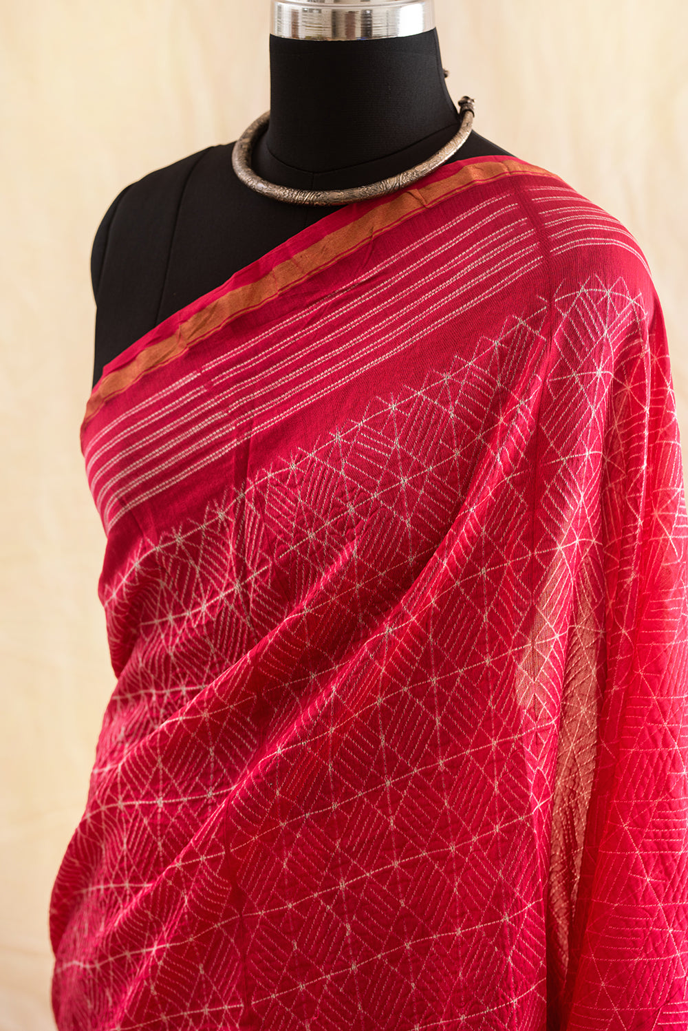 Fuschia Pink Chanderi Cotton Shibori