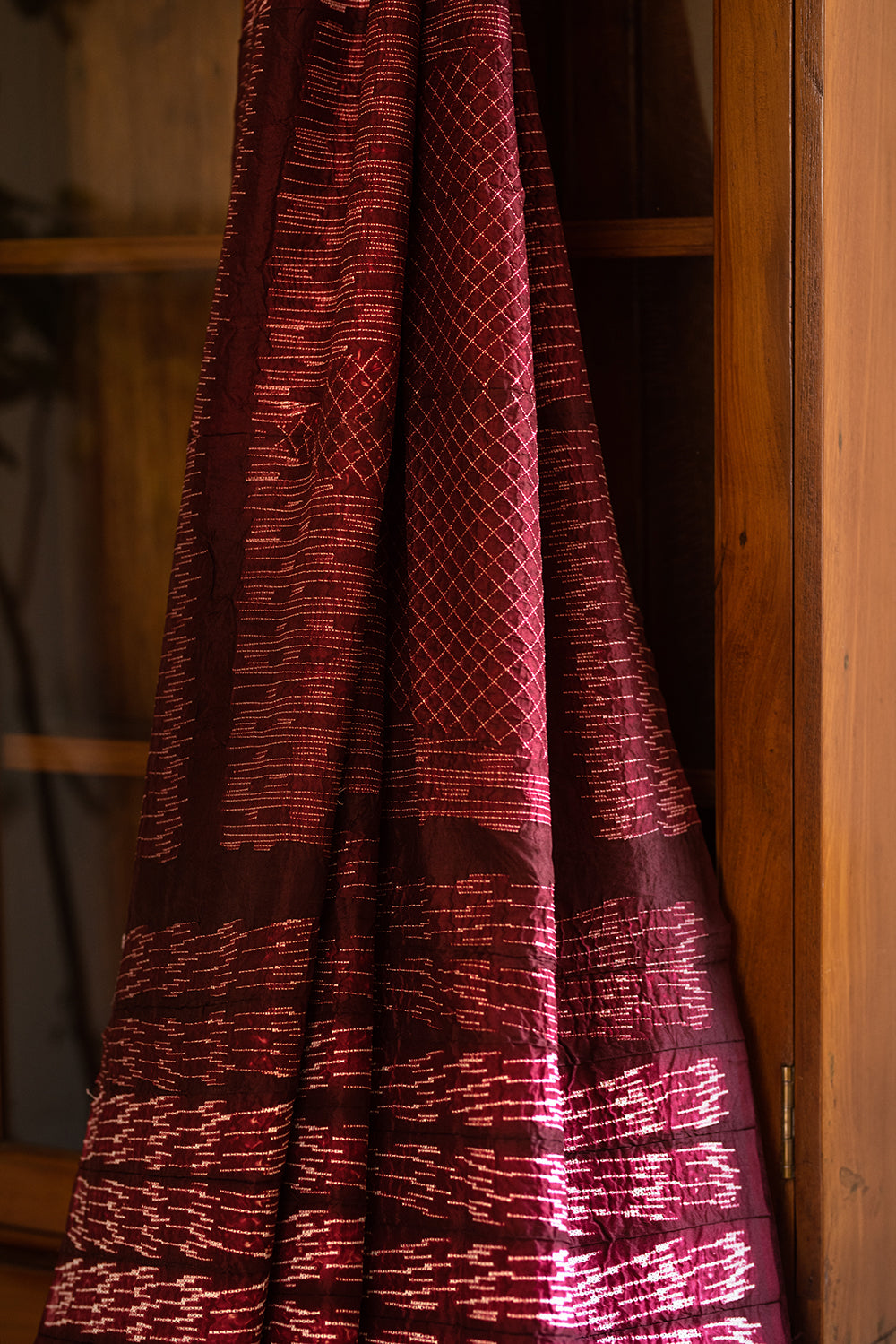 Maroon Chanderi Cotton Shibori