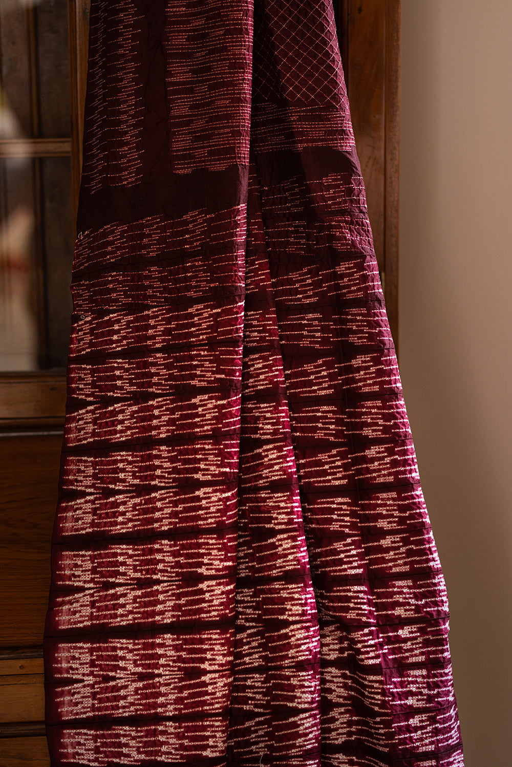 Maroon Chanderi Cotton Shibori
