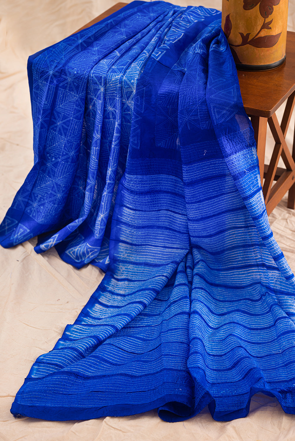 Indigo Mulberry Silk Shibori