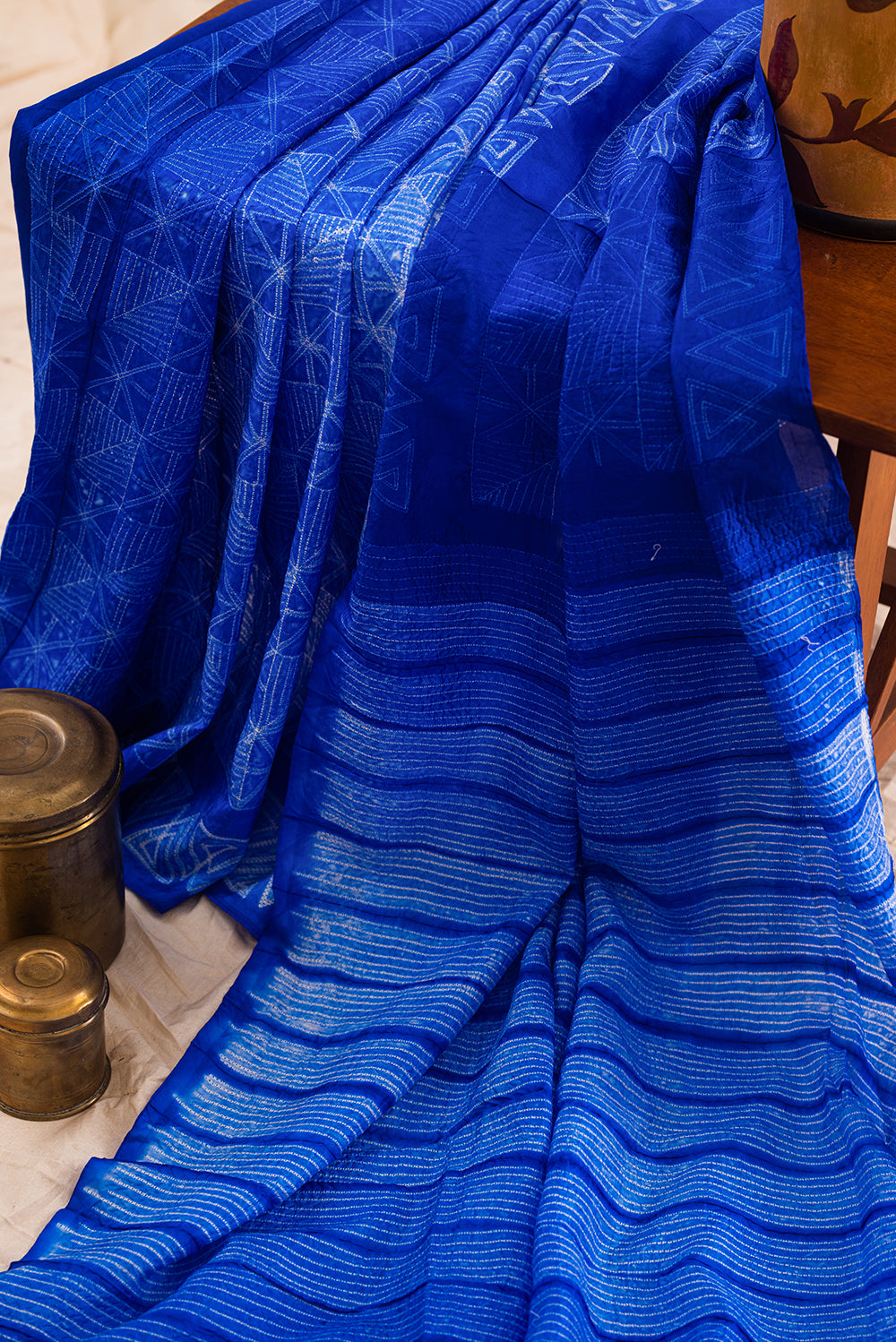 Indigo Mulberry Silk Shibori