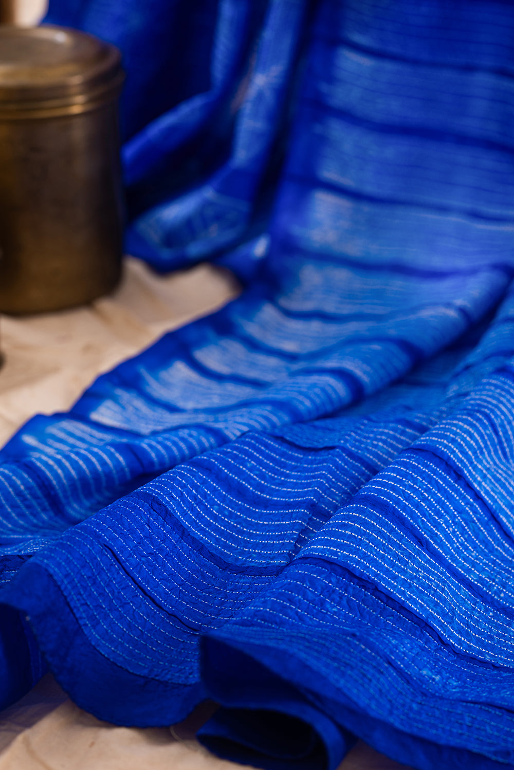 Indigo Mulberry Silk Shibori