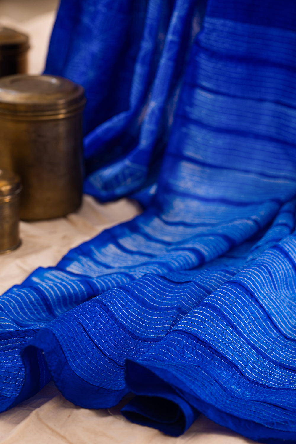 Indigo Mulberry Silk Shibori