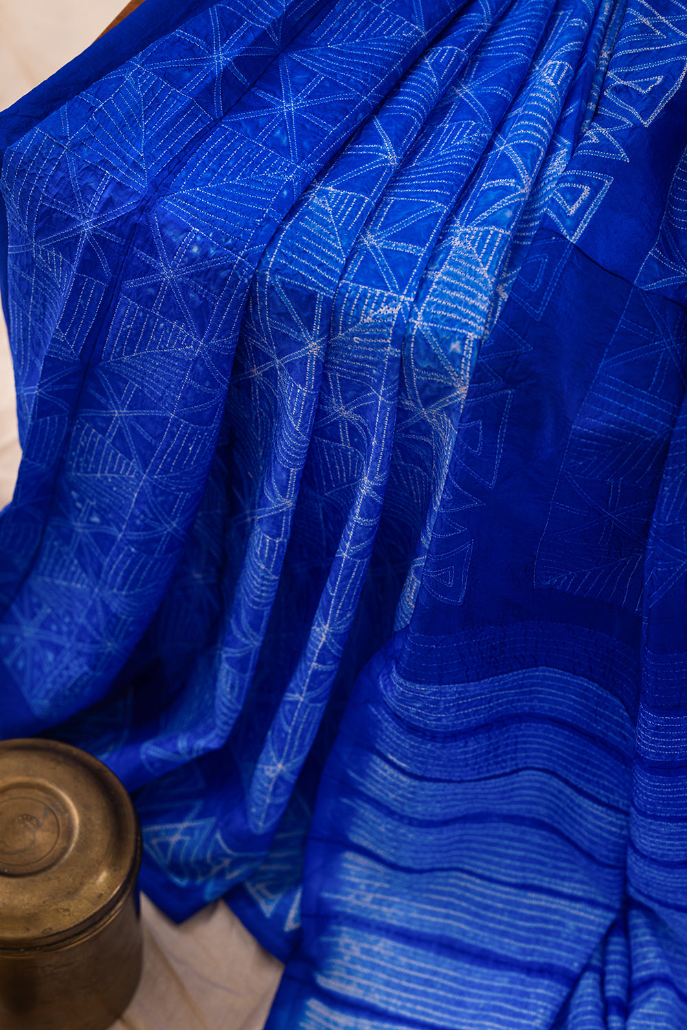 Indigo Mulberry Silk Shibori