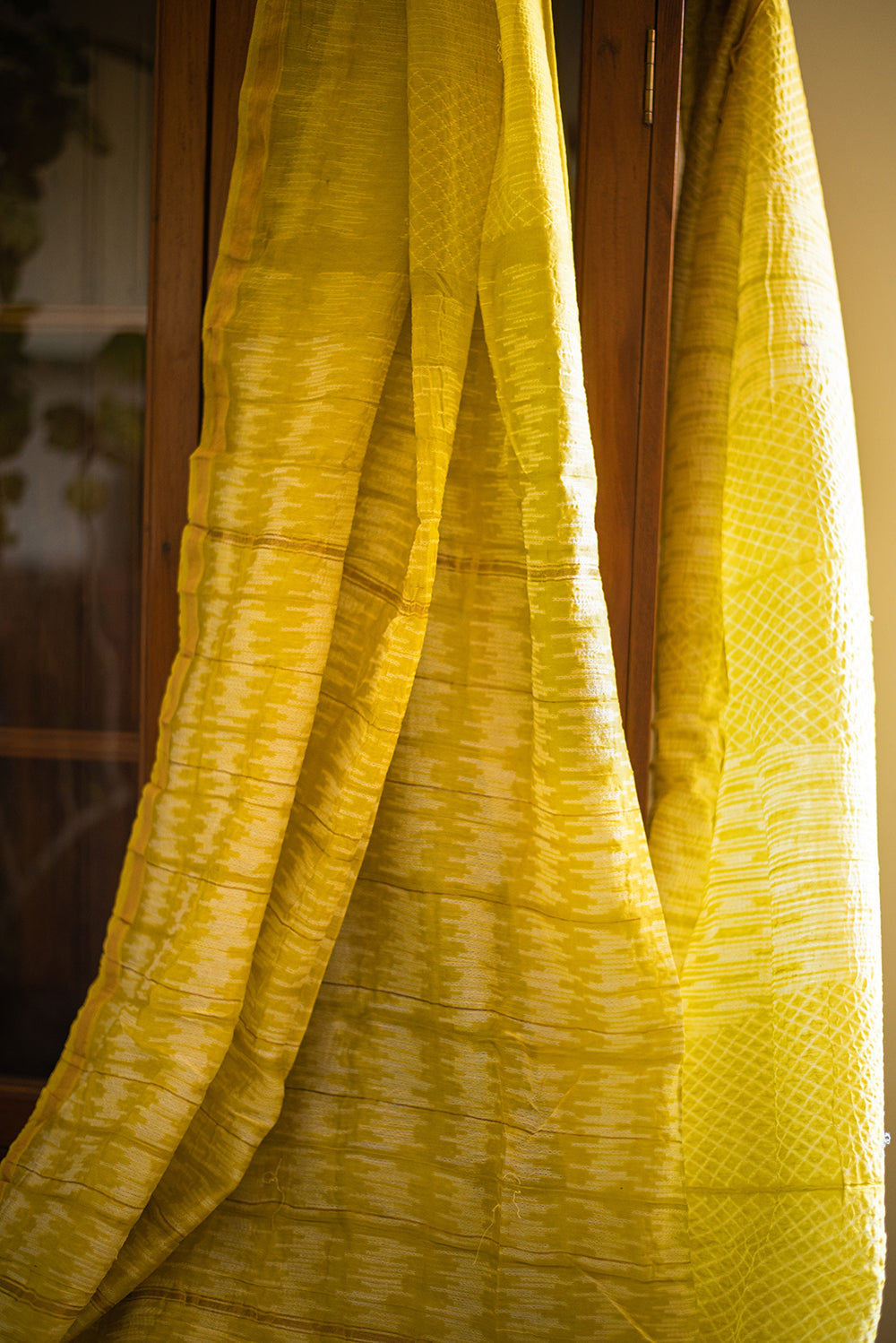 Lime Green Chanderi Cotton Shibori