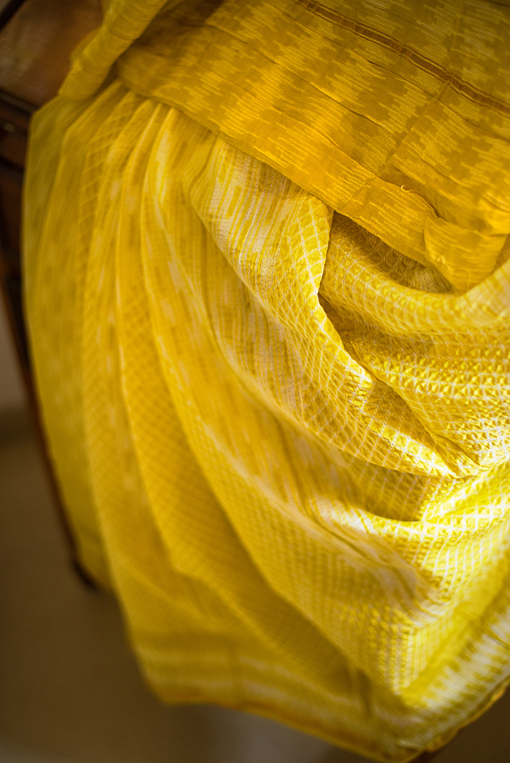 Lime Green Chanderi Cotton Shibori