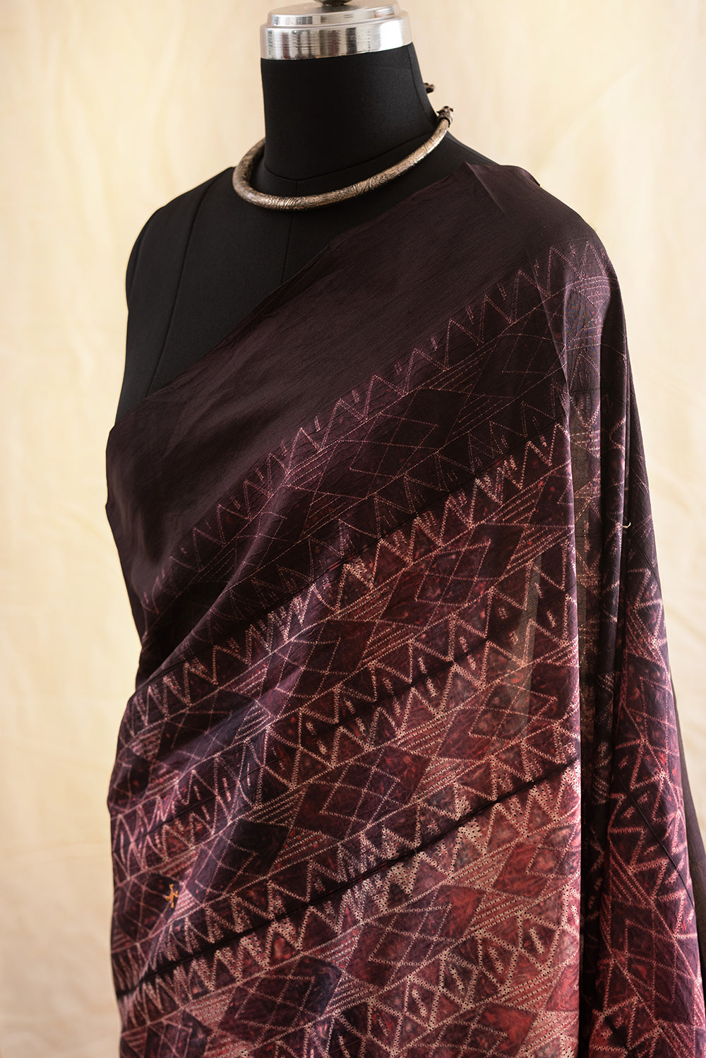 Brown Mulberry Silk Shibori