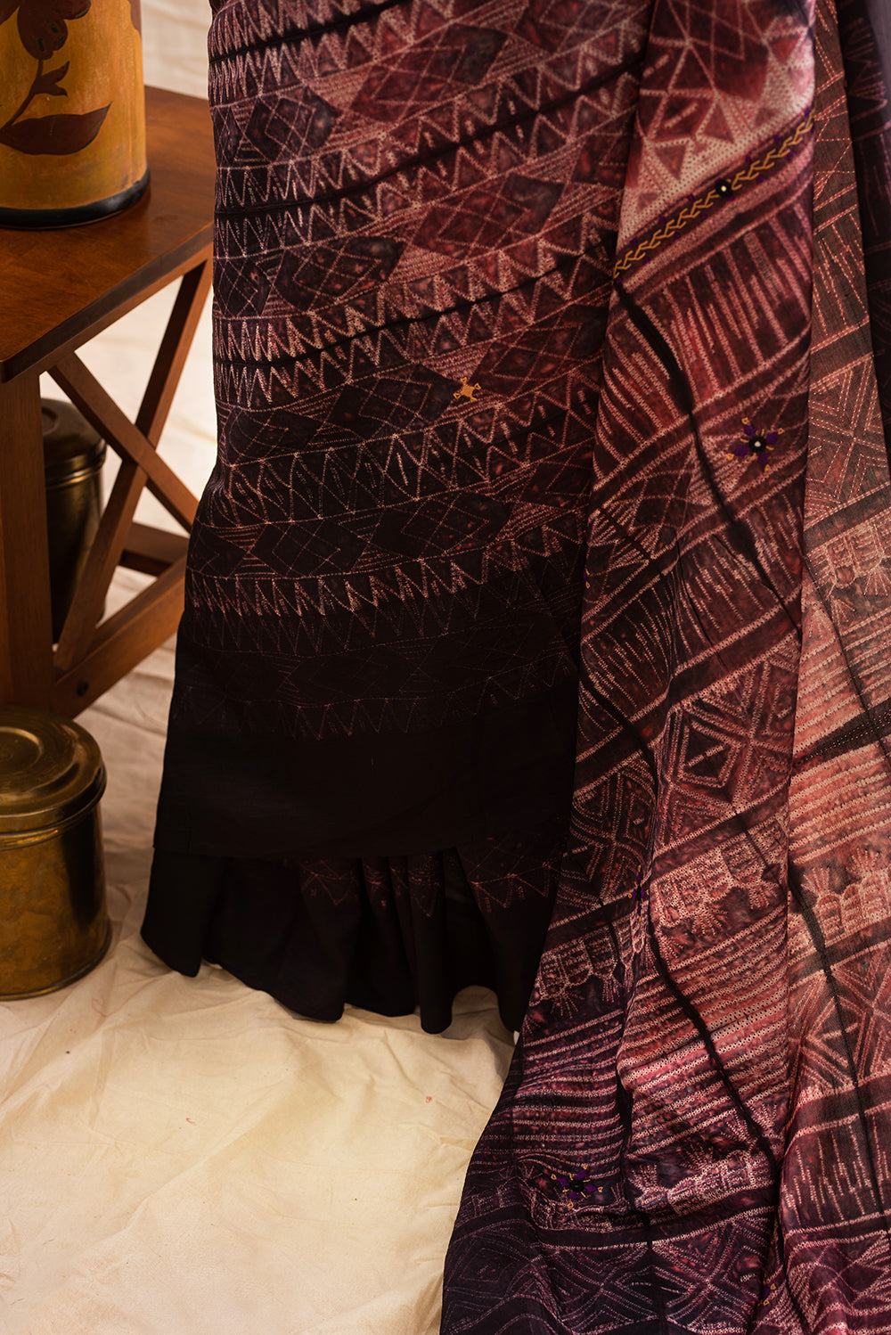 Brown Mulberry Silk Shibori