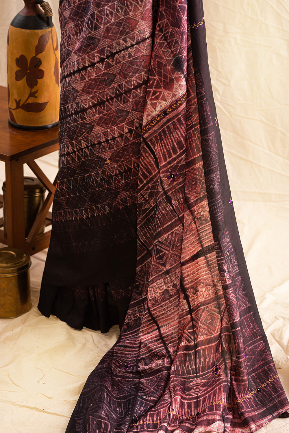 Brown Mulberry Silk Shibori