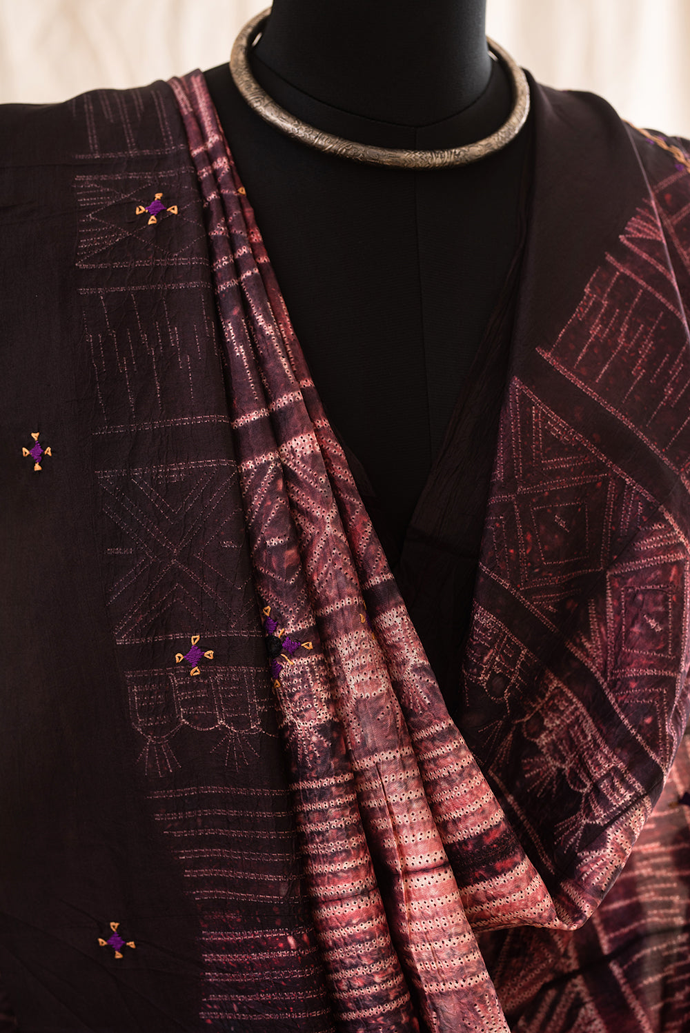 Brown Mulberry Silk Shibori