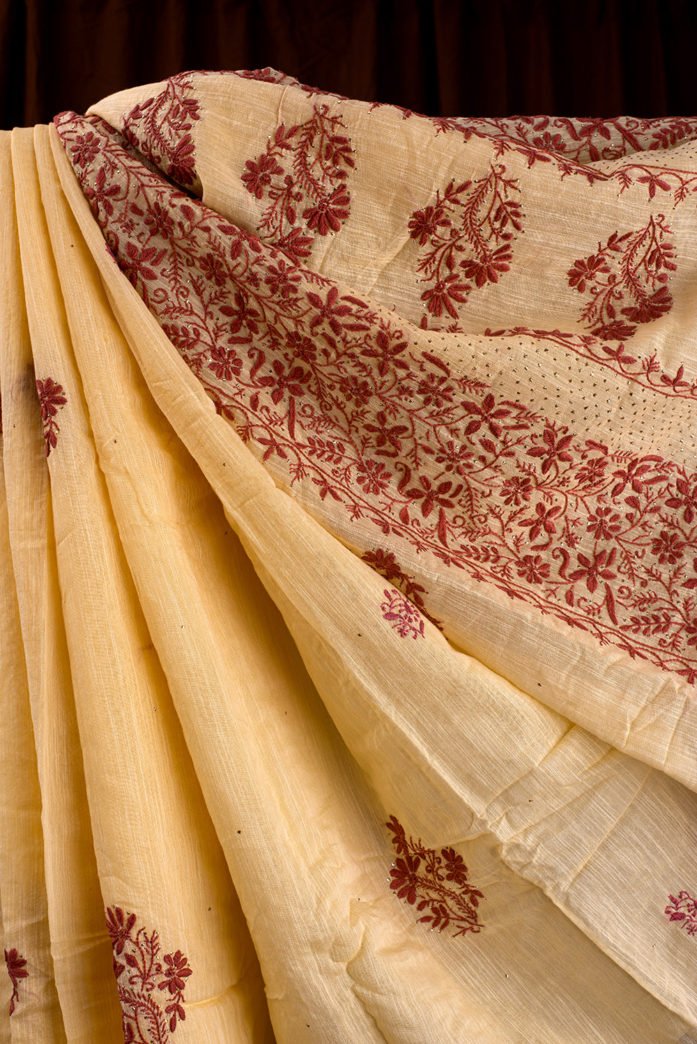 Beige Chanderi Chikankari & Mukaish