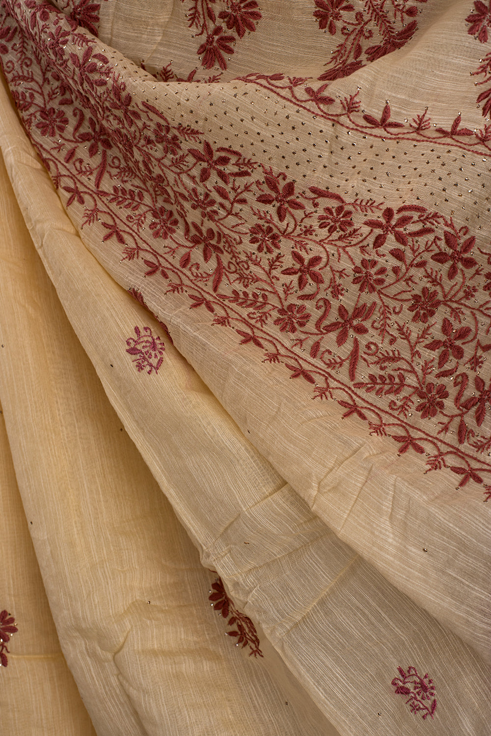 Beige Chanderi Chikankari & Mukaish
