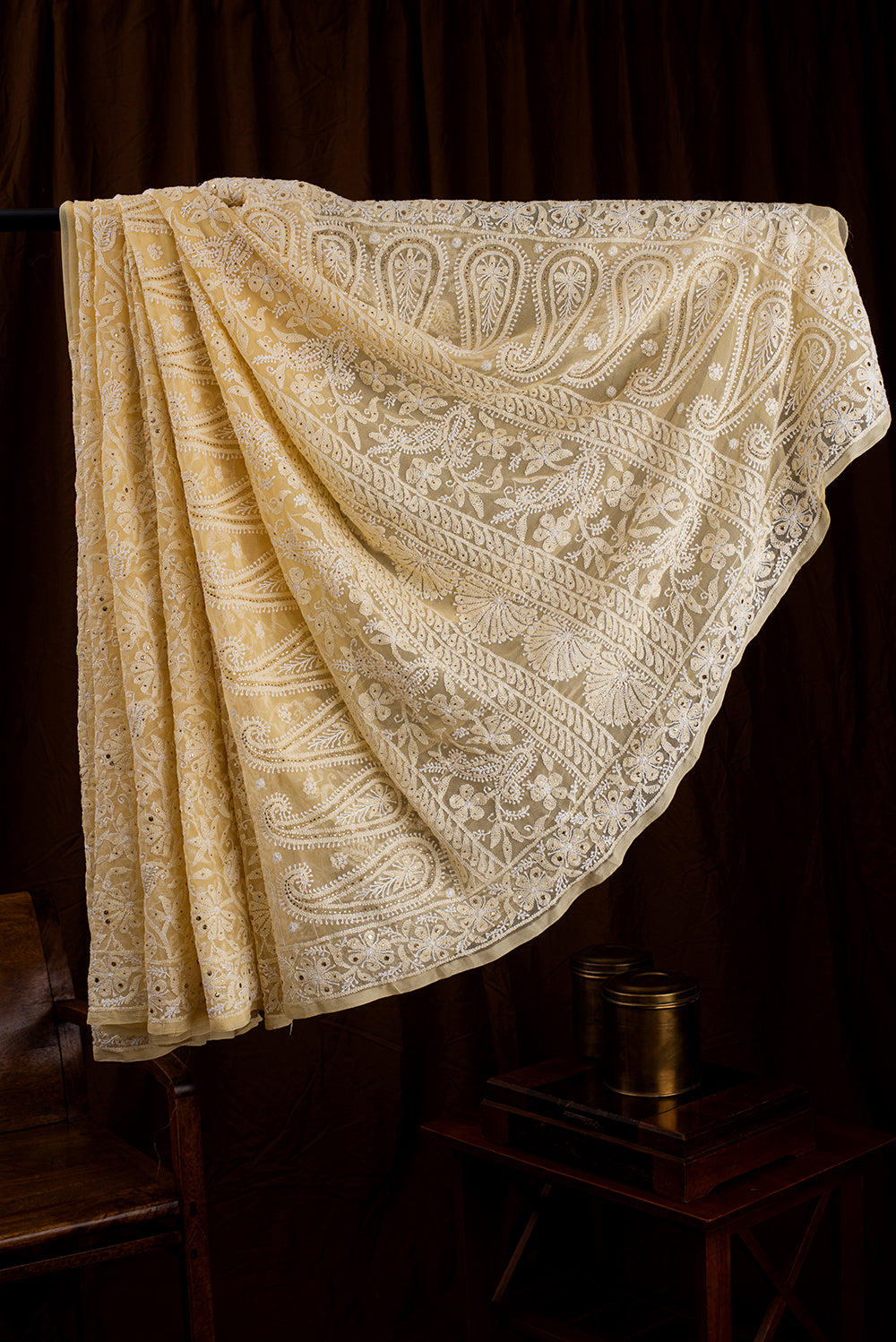 Yellow Georgette Chikankari