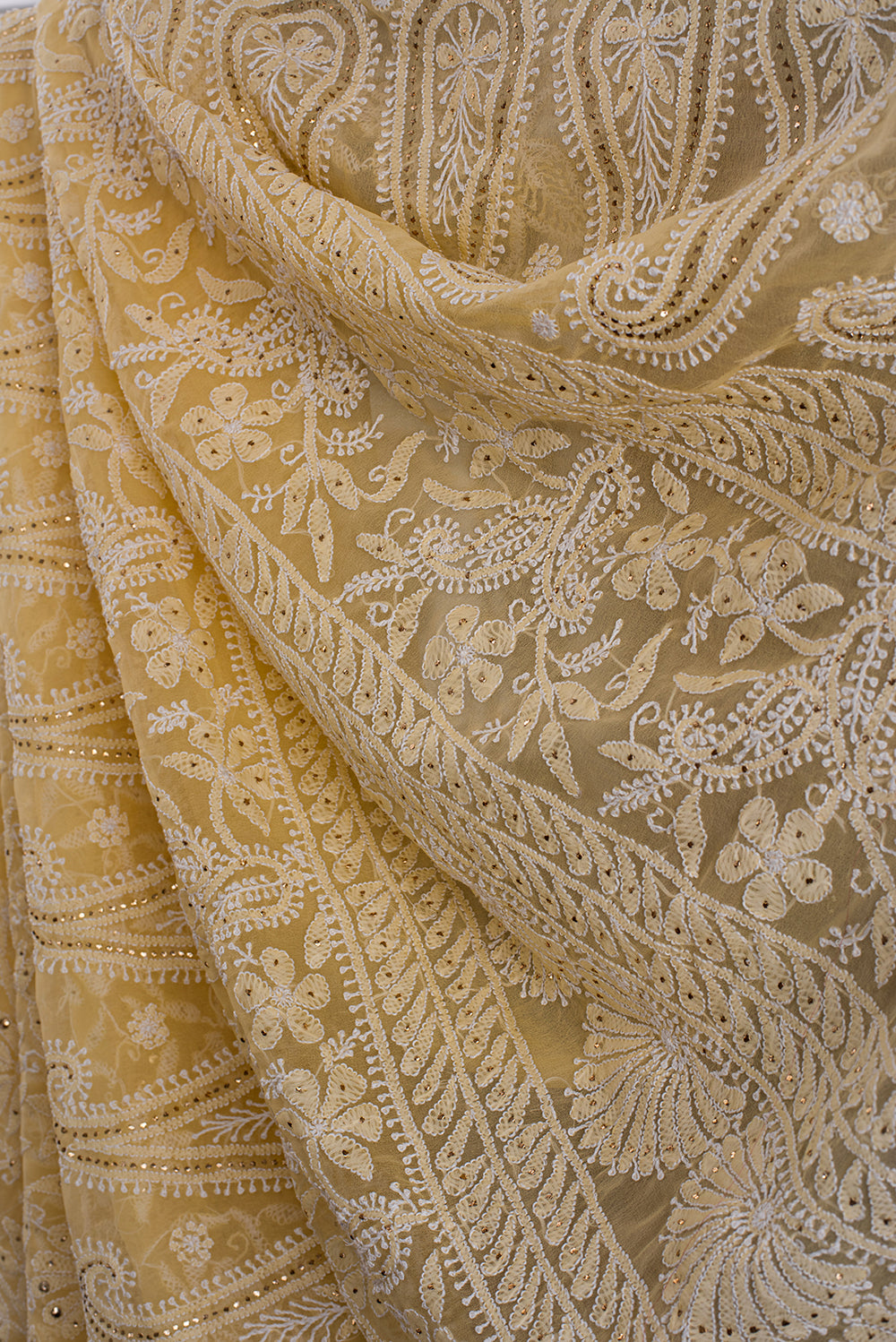 Yellow Georgette Chikankari