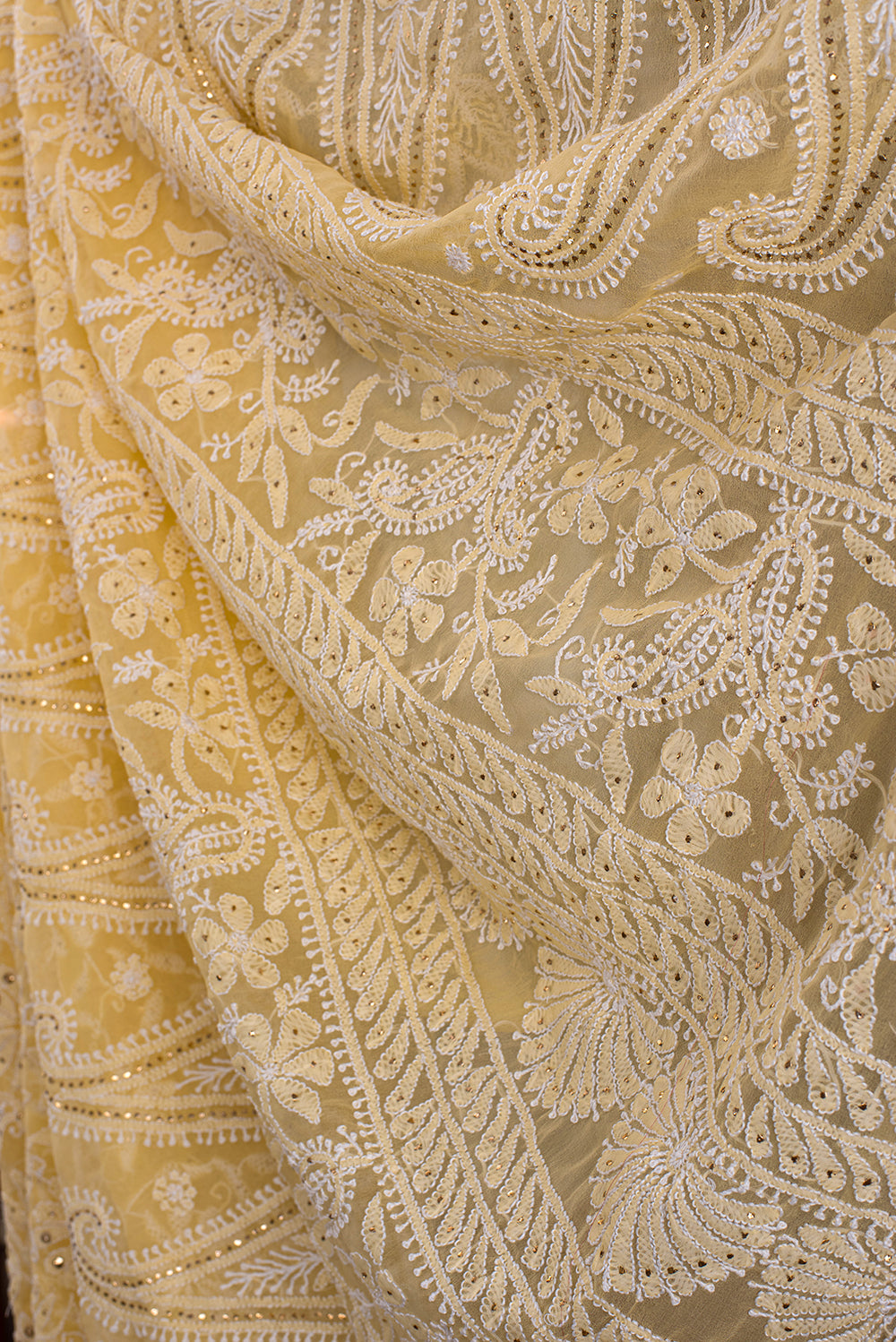 Yellow Georgette Chikankari