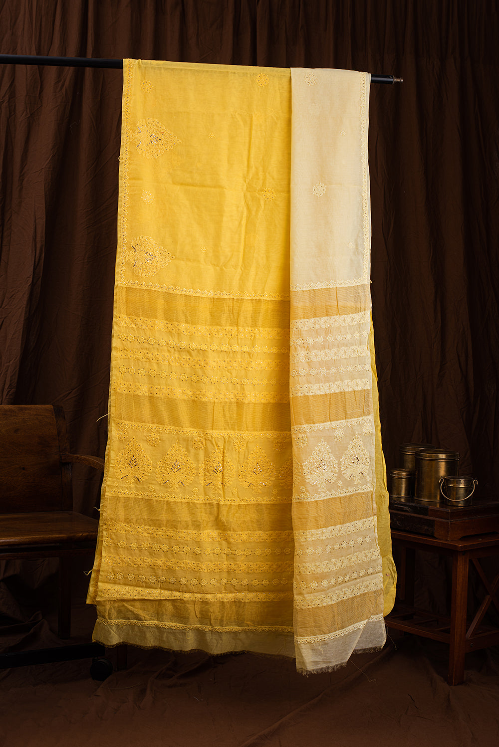 Sunlit Yellow Chanderi Chikankari & Mukaish