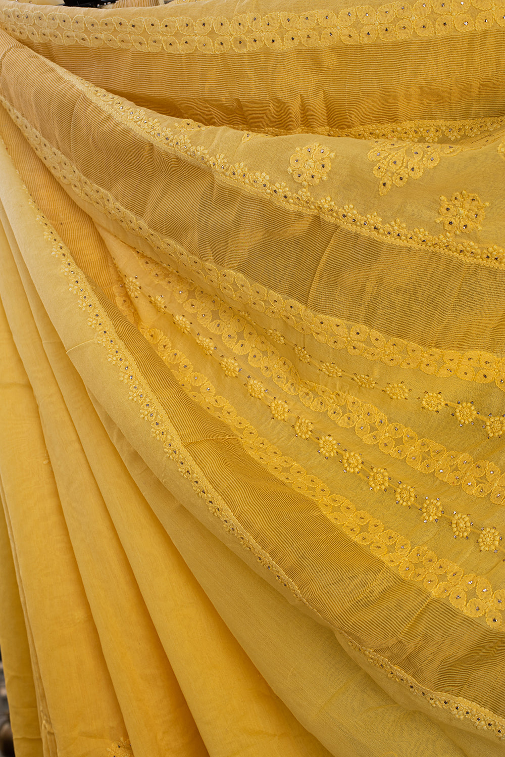 Sunlit Yellow Chanderi Chikankari & Mukaish