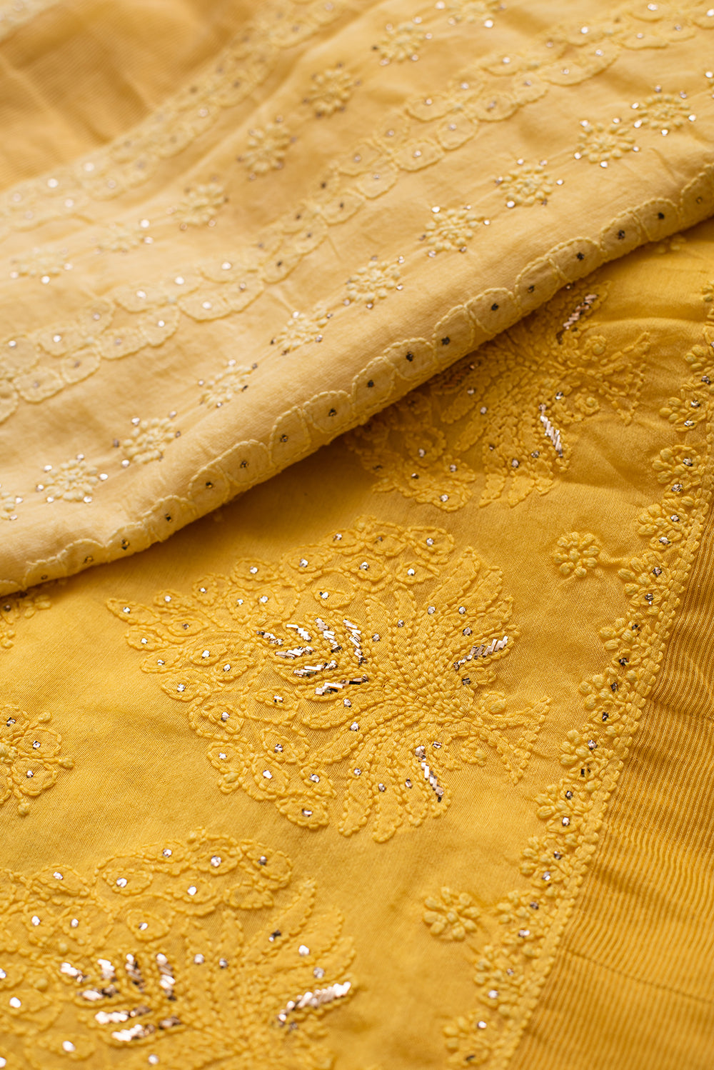 Sunlit Yellow Chanderi Chikankari & Mukaish