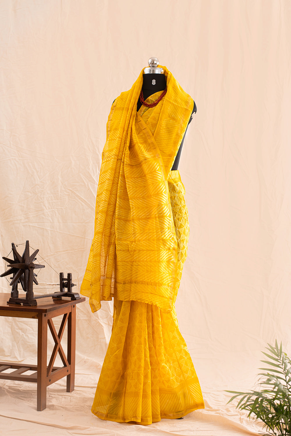 Yellow Chanderi Cotton Shibori