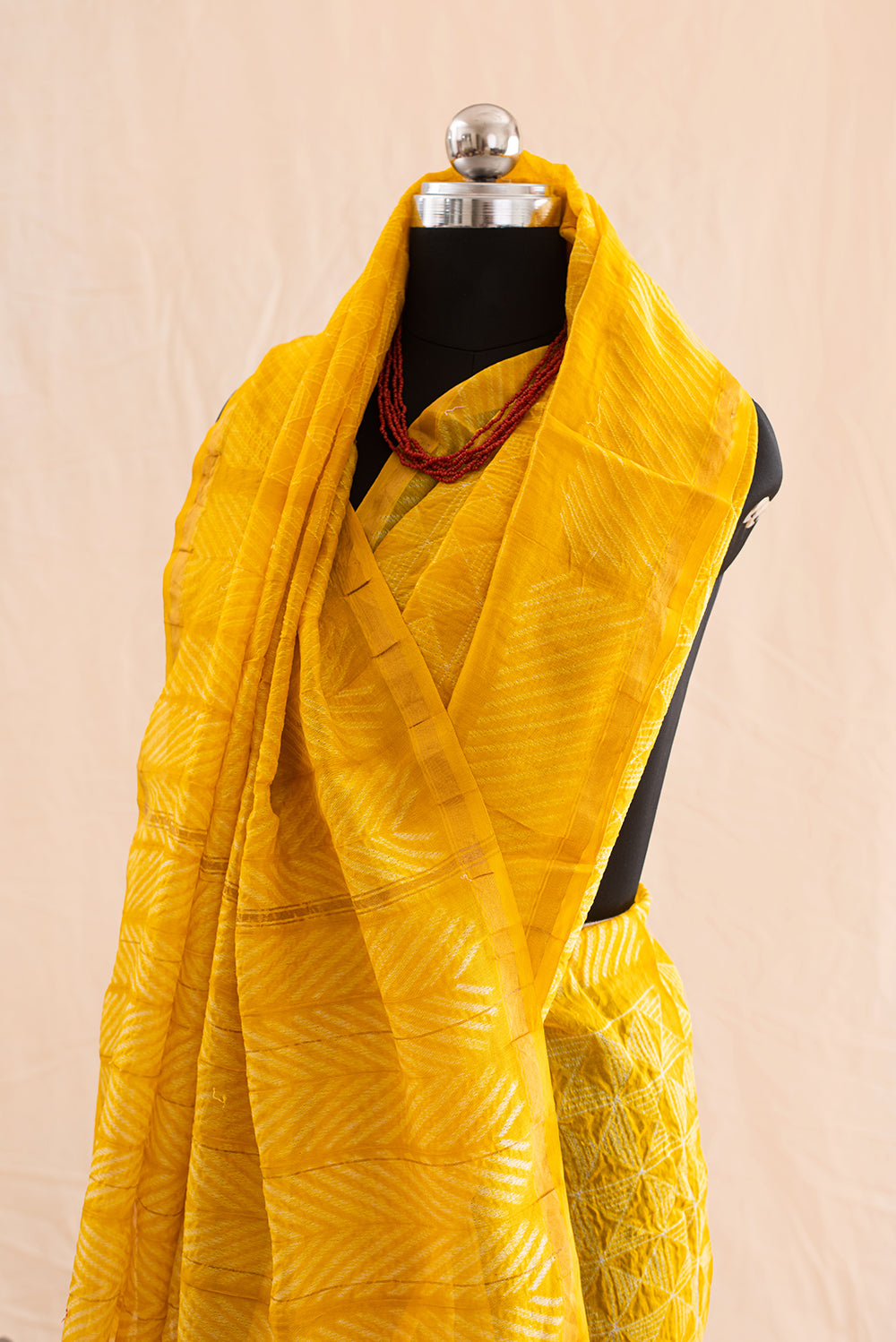 Yellow Chanderi Cotton Shibori