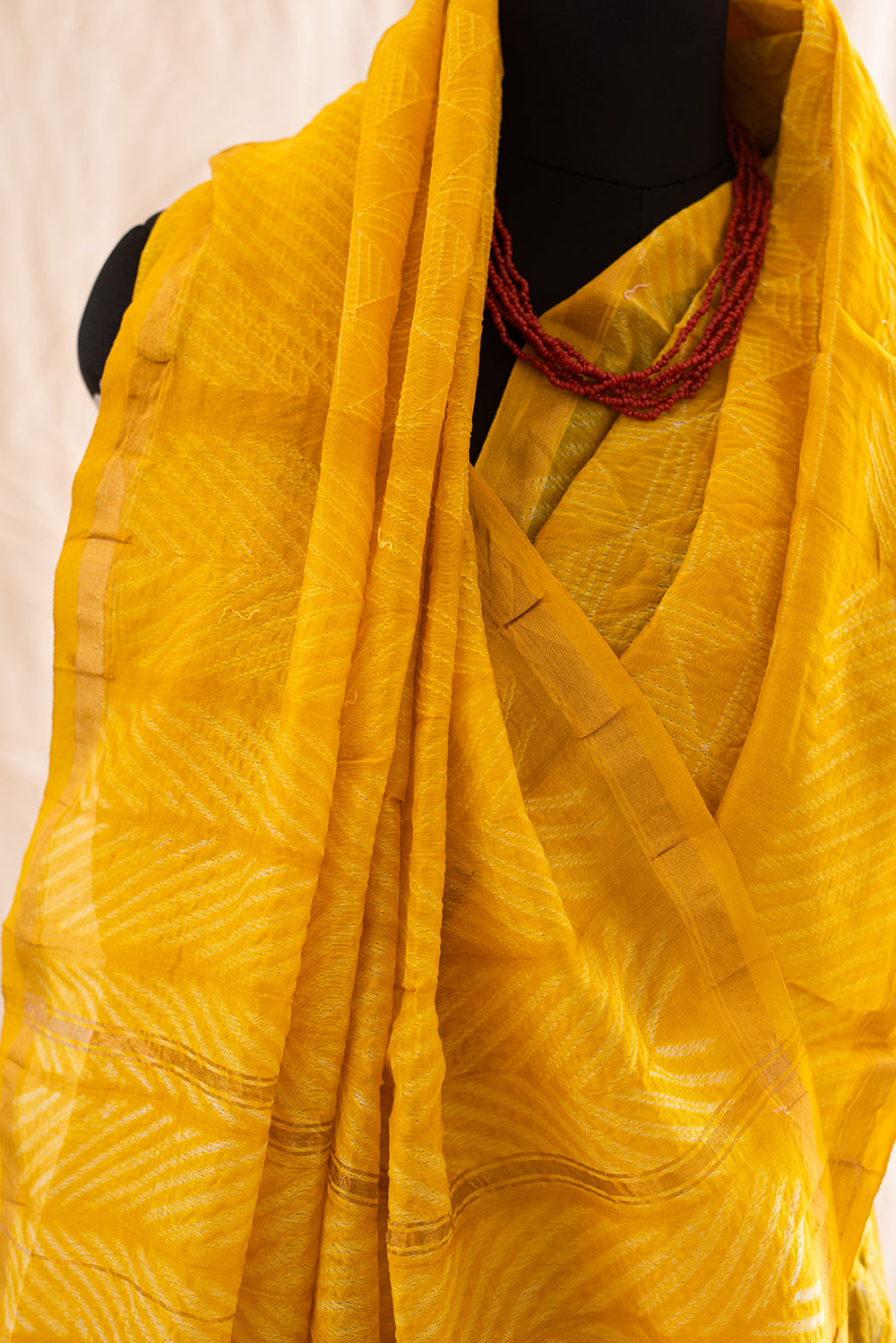 Yellow Chanderi Cotton Shibori