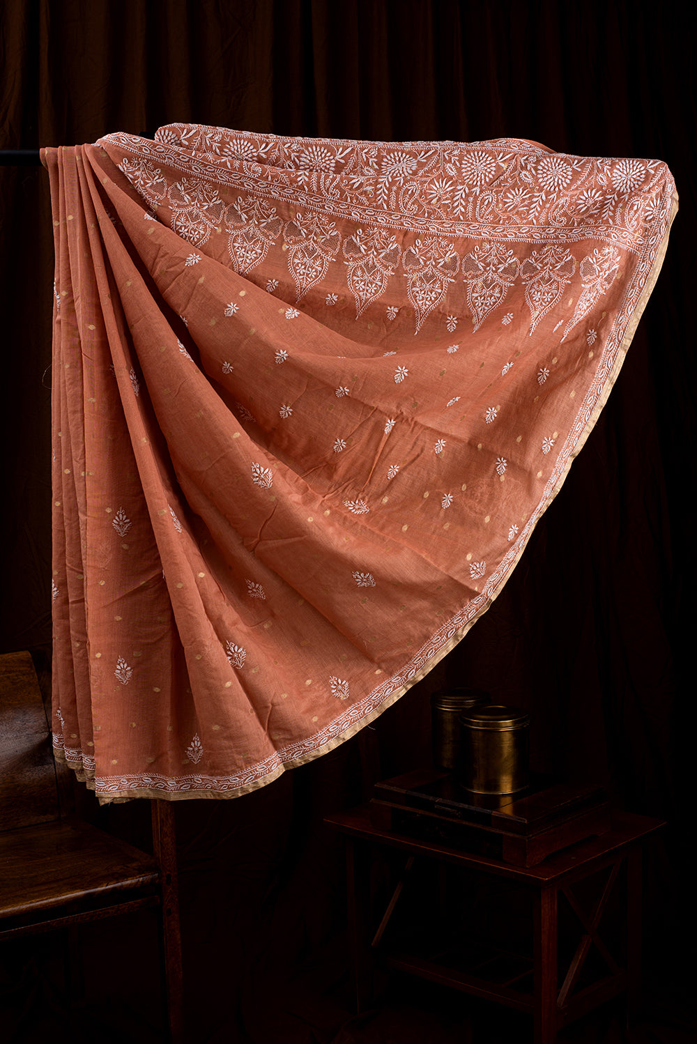 Brown Chanderi Chikankari