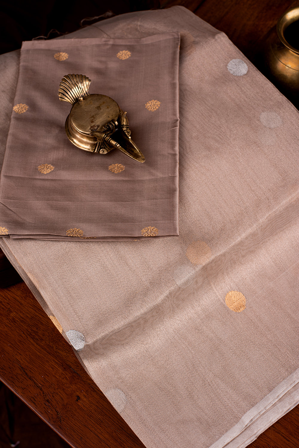 Gold Katan Silk & Tissue Benarasi