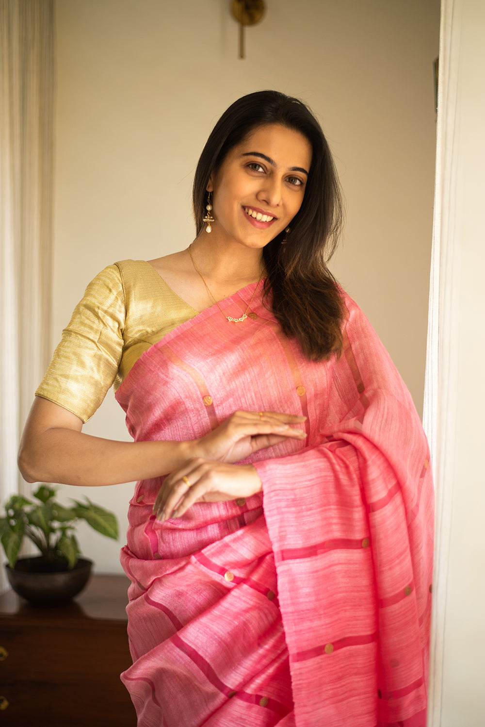 Fuschia Pink Bengal Linen & Gicha