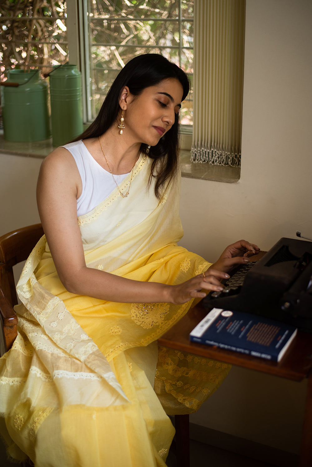Sunlit Yellow Chanderi Chikankari & Mukaish