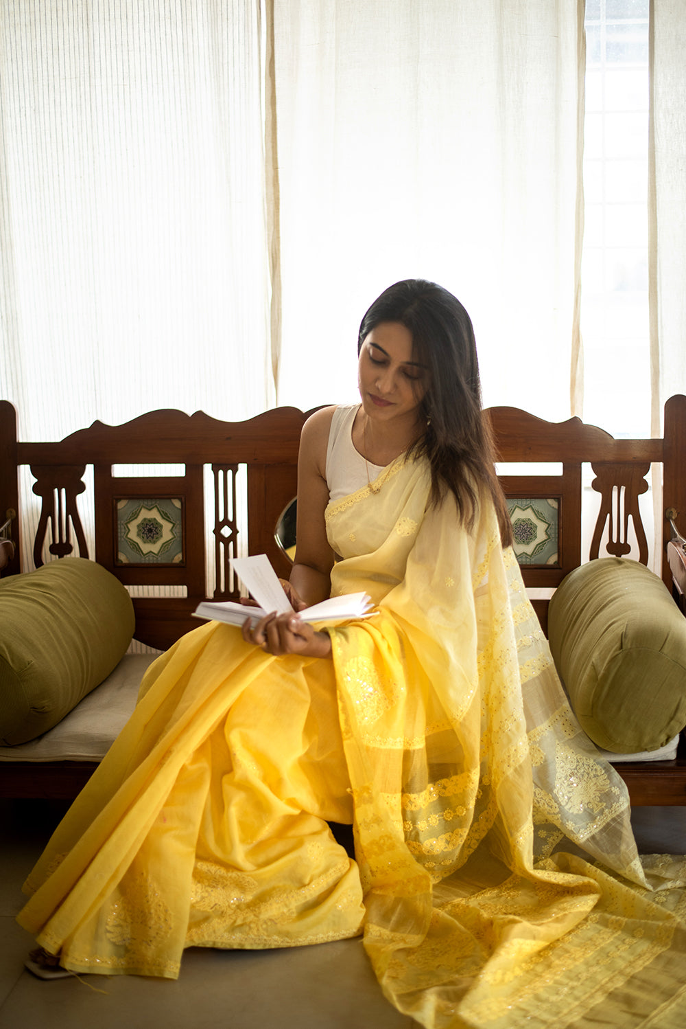Sunlit Yellow Chanderi Chikankari & Mukaish