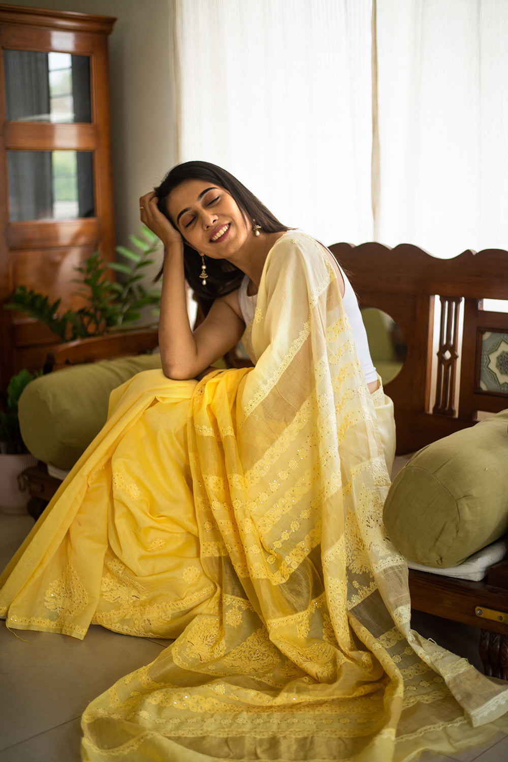 Sunlit Yellow Chanderi Chikankari & Mukaish