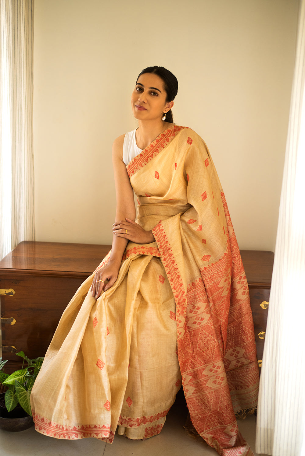 Red Assam Muga Silk